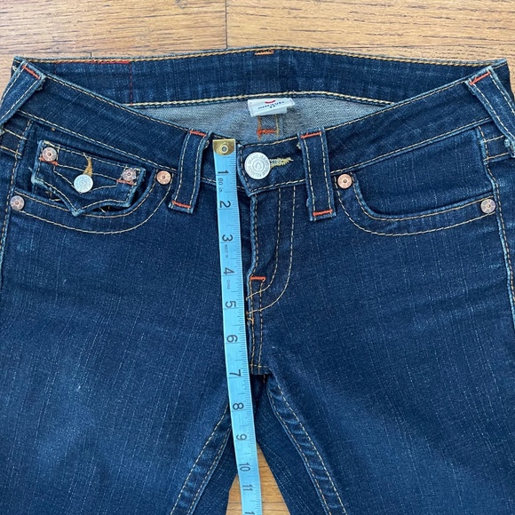 VTG Authentic True Religion Women’s Joey Flare Jeans 27x31 Denim Embroidered USA - Picture 6 of 8